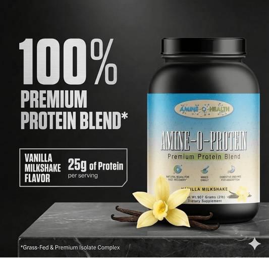 Amine-O-Health Premium Protein Blend 100 Percent Quality Guarantee Banner