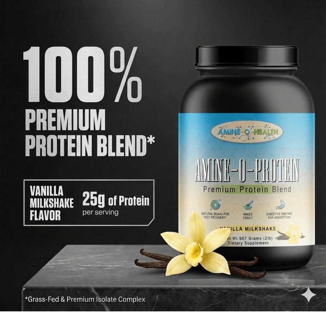 Amine-O-Health Premium Protein Blend 100 Percent Quality Guarantee Banner