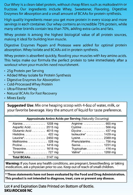 Whey Protein Powder 2lb – Vanilla | Muscle Growth & Recovery - Amine - O - Health Store